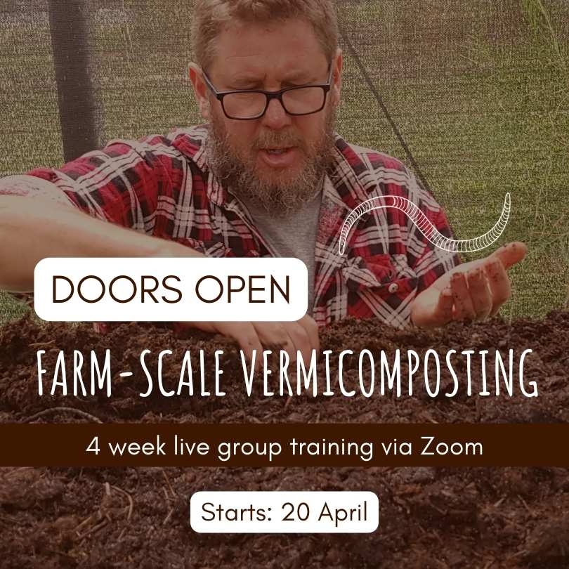 Farm scale vermicomposting doors open